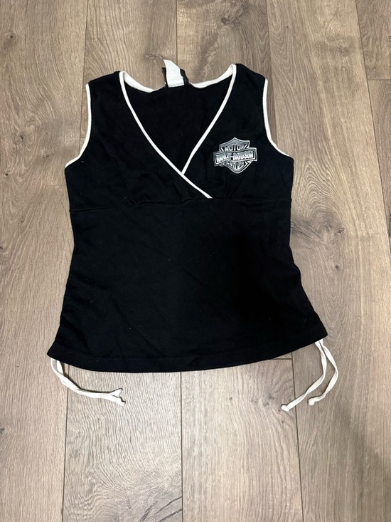 Harley-Davidson Tops - Harley-Davidson Black Tank with White Trim and Logo